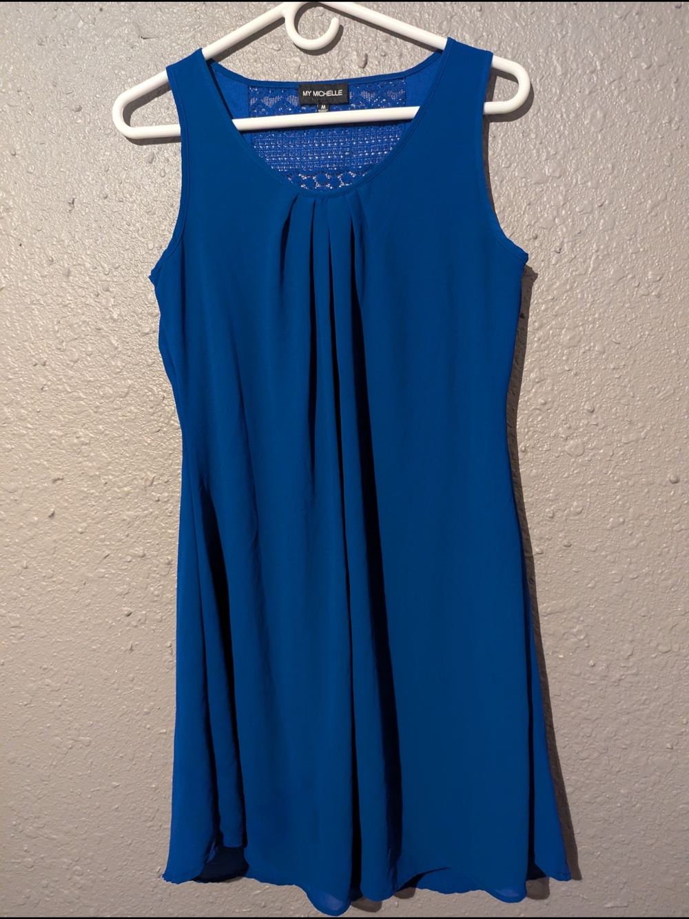 Sz M Royal Blue Sleeveless Pleated Swing Dress